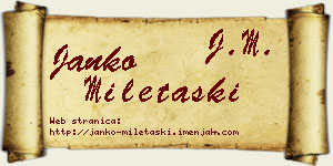 Janko Miletaški vizit kartica